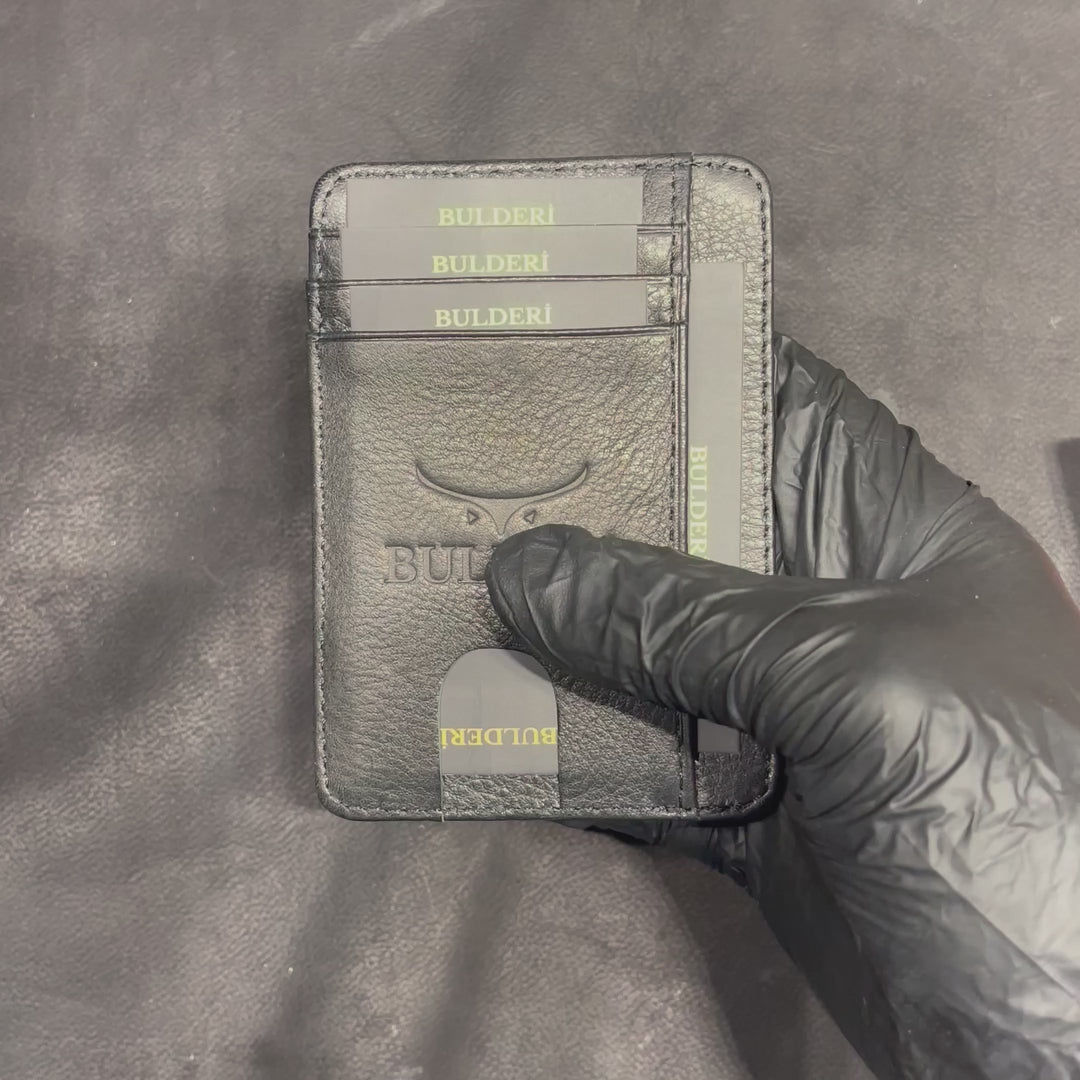 Klasik Hakiki Deri Siyah Kartlık